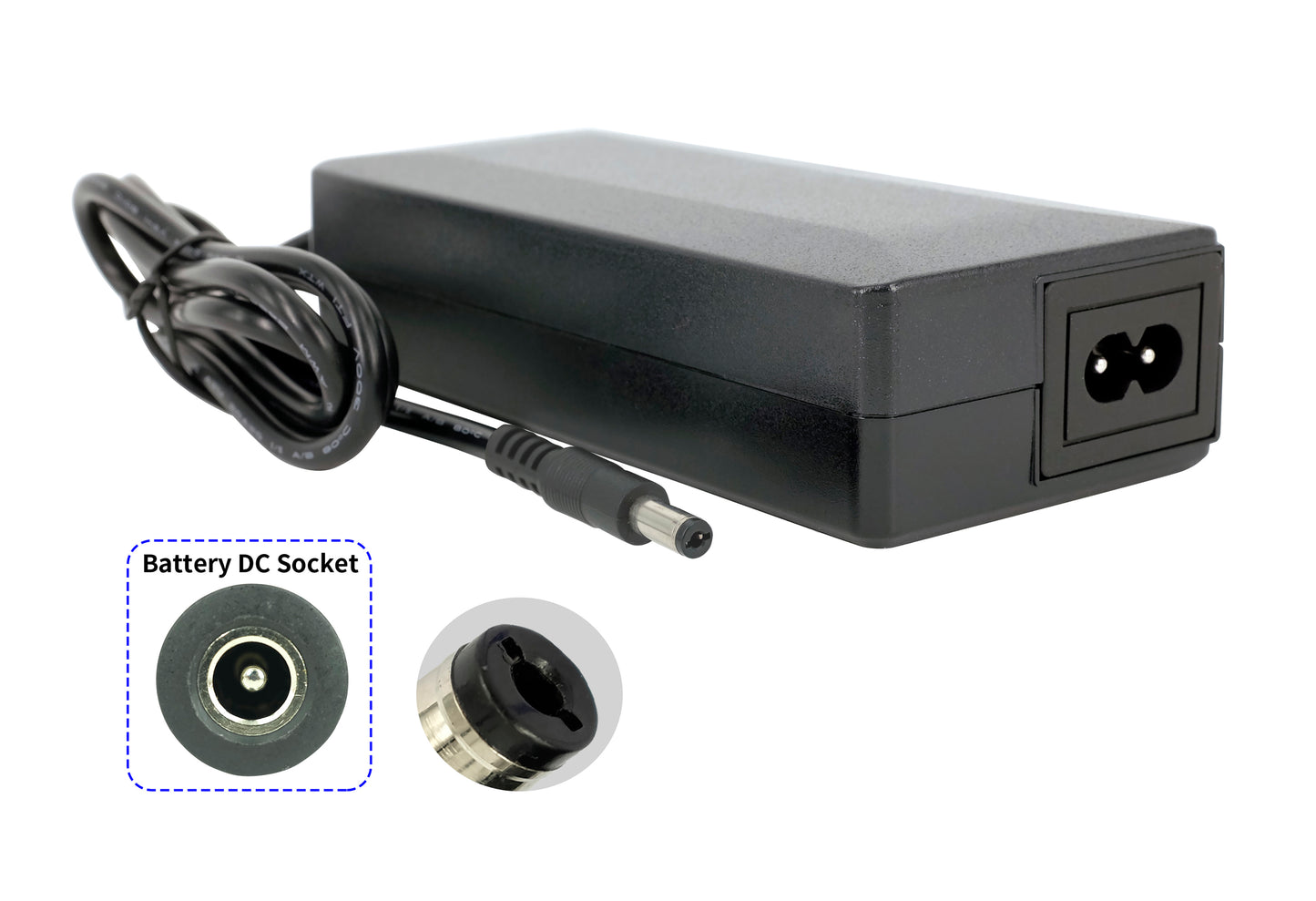 High-quality e-bike charger 36V 2.0A for batteries from Ansmann, Kalkhoff, Montana, Union, Victoria, Prophete, LLOBE and much more (DC 5.5×2.1mm)