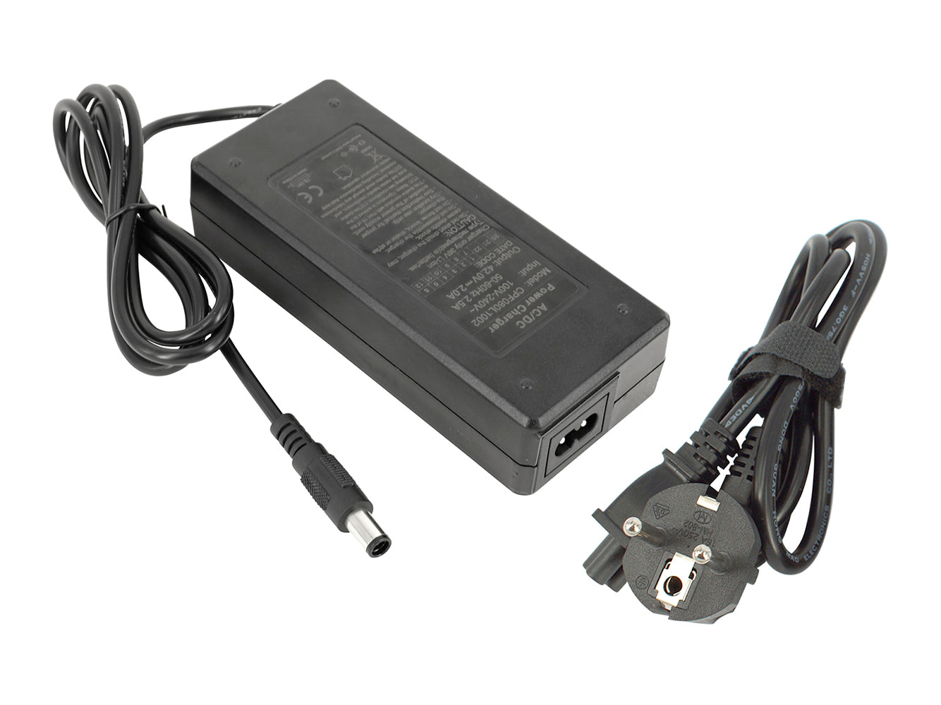 Chargeur de vélo électrique 42 V 2 A pour batterie au lithium 36 V, avec prise CC 5,5 mm x 2,1 mm