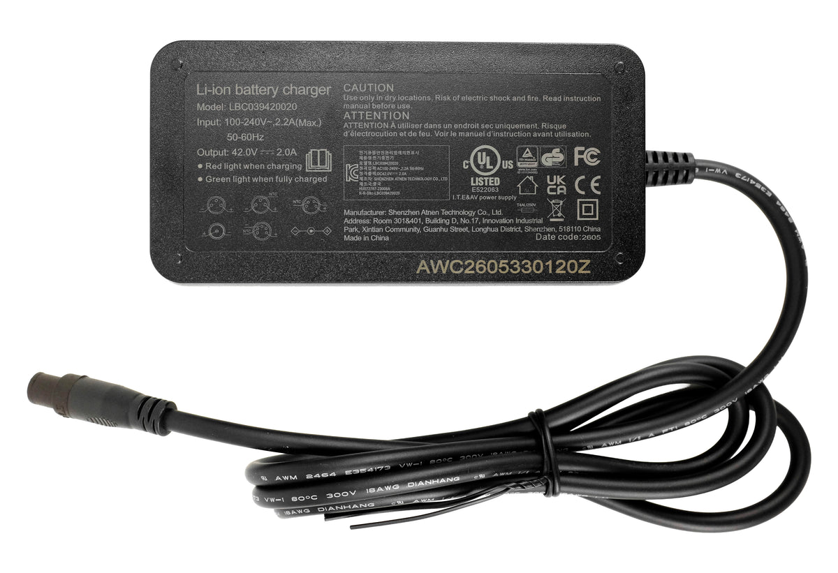 42V 2A E-Bike Ladegerät für Saxonette Comfort Plus 4.0/4.1, Optimum Plus, Deluxe Sport, Premium Sport & Quantum – 36V Li-Ion Akku Ladegerät
