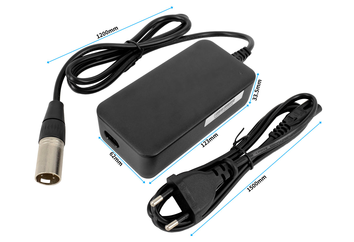 Caricabatterie E‑Bike 42V 2A per Batterie TranzX BL03, BL05, BL07, BL09 36V e Victoria – Caricabatterie XLR 5 Pin