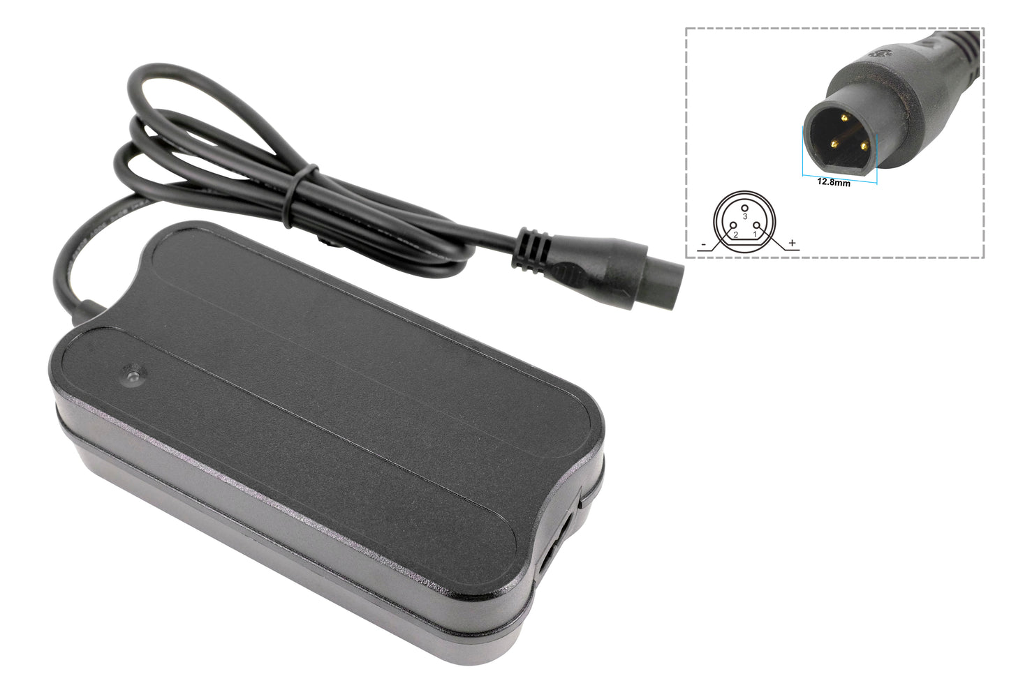 Chargeur de batterie pour vélo électrique 36 V 2 A 3 broches pour Saxonette Comfort Plus Wave / Deluxe Wave / Premium Plus / Premium Sport / Quantum / X-Road / Everest