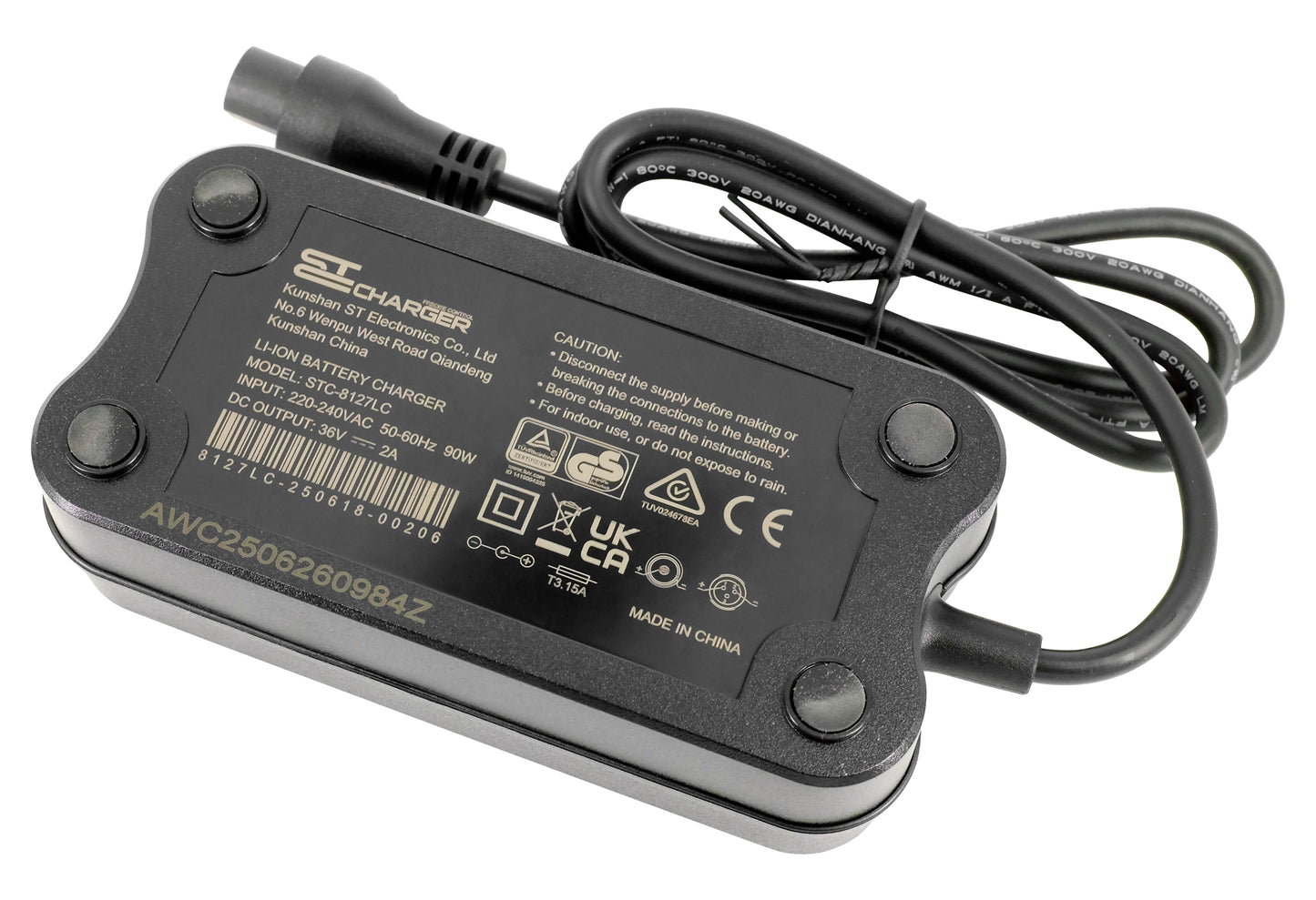Chargeur de batterie pour vélo électrique 36 V 2 A 3 broches pour Saxonette Comfort Plus Wave / Deluxe Wave / Premium Plus / Premium Sport / Quantum / X-Road / Everest