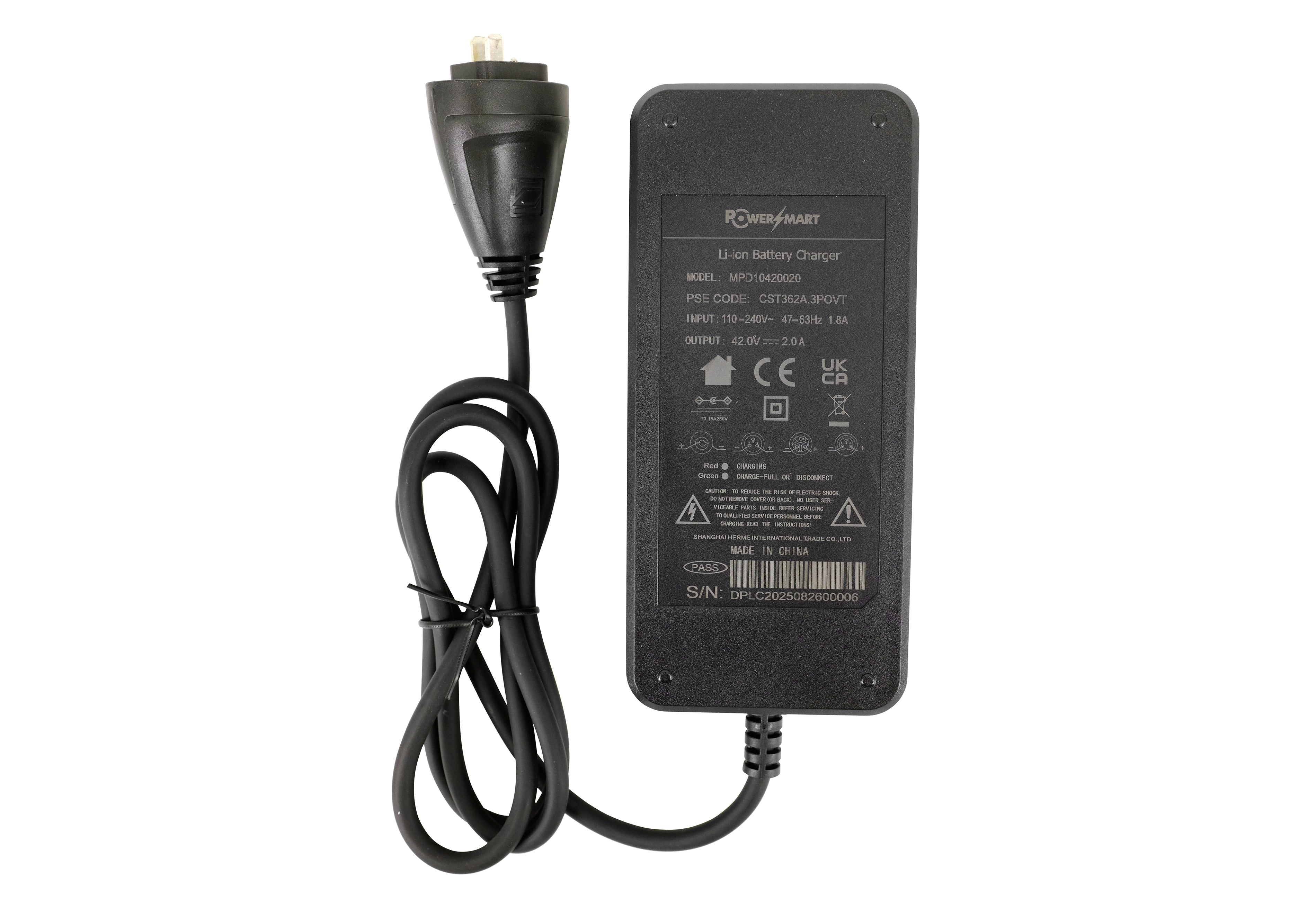 Chargeur 42V 2A Pour Batterie E-Bike Phylion 36V, Fiche Ovale 3 Pins