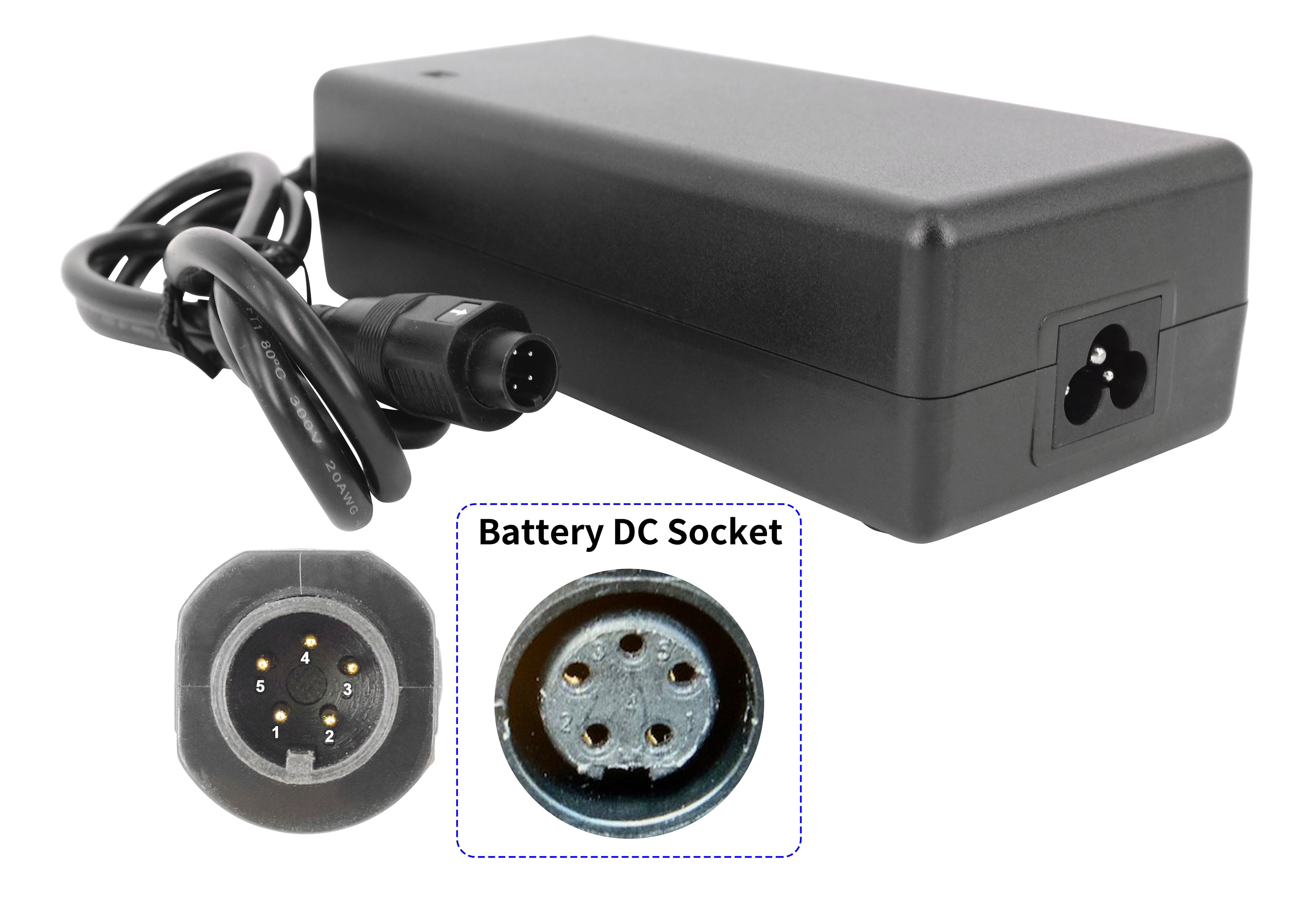 42V 2A Batterieladegerät für 36V Stella E-Bike-Batterie, runder 5-poliger Anschluss