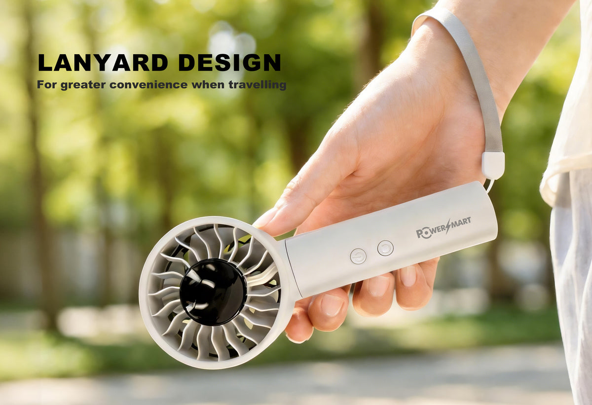 Portable USB‑C Fan with 4500mAh Battery, 100‑Speed Control & 90° Oscillation – Handheld & Desktop Cooling Fan with Digital Display