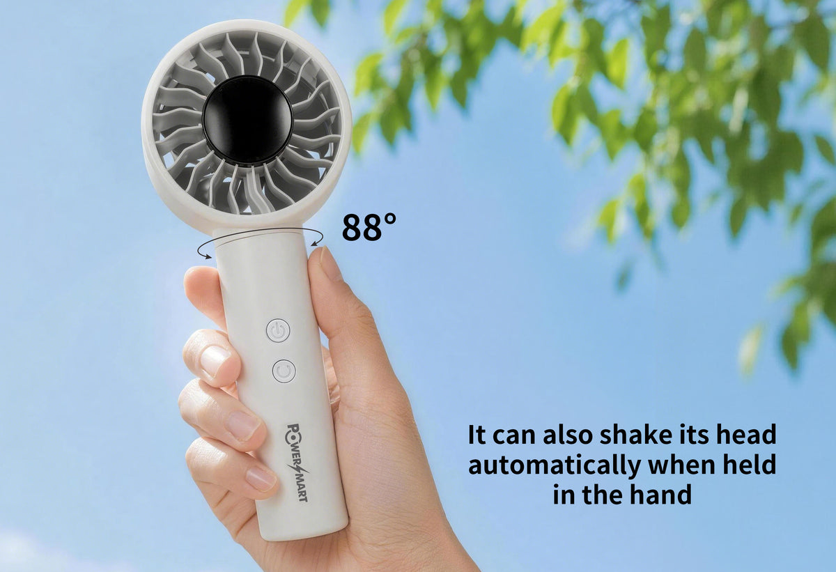 Portable USB‑C Fan with 4500mAh Battery, 100‑Speed Control & 90° Oscillation – Handheld & Desktop Cooling Fan with Digital Display