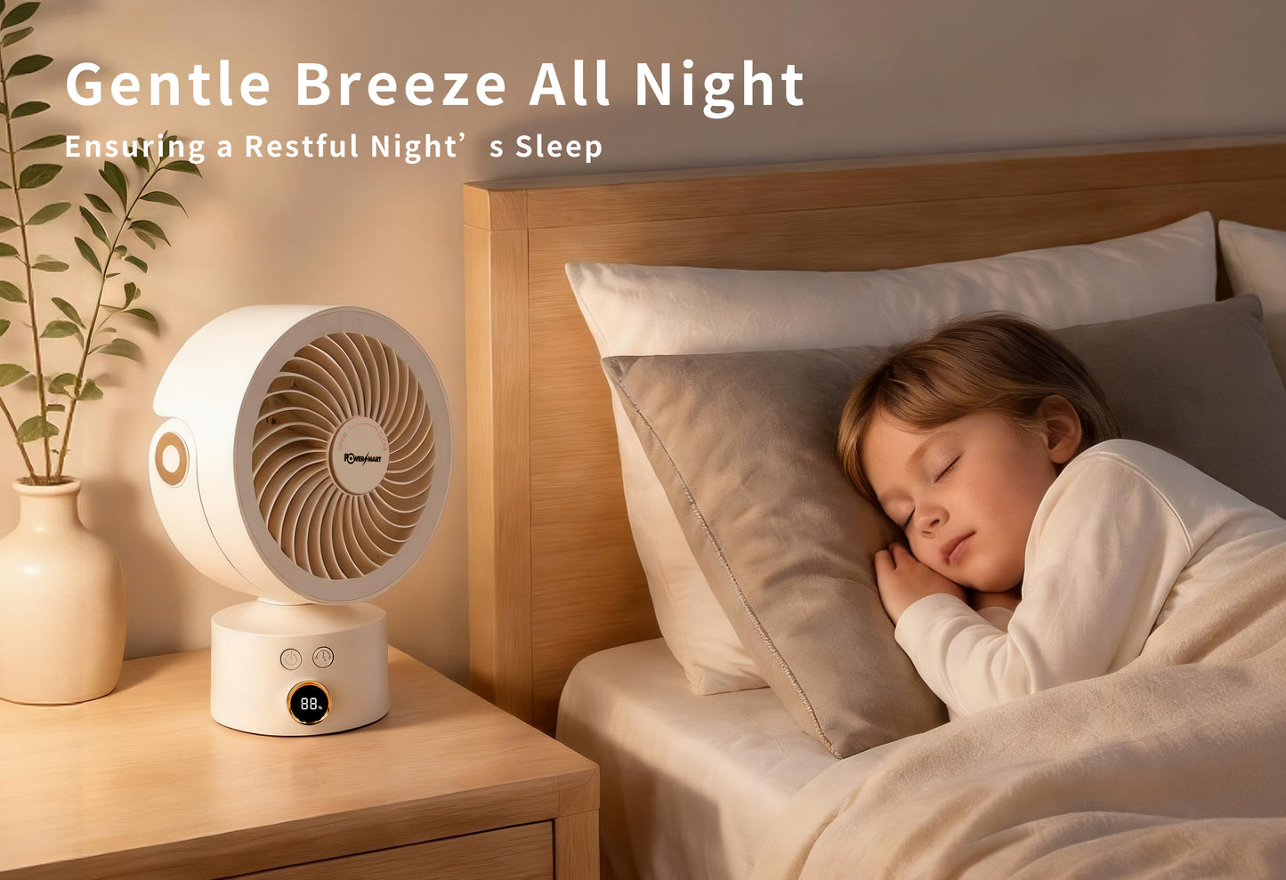 3D Air Circulation Table Fan with 110° Oscillation, 4000mAh Rechargeable Battery, 3 Speeds, 4H Timer & Aromatherapy Function – USB‑C Portable Air Circulator