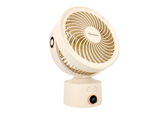 3D Air Circulation Table Fan with 110° Oscillation, 4000mAh Rechargeable Battery, 3 Speeds, 4H Timer & Aromatherapy Function – USB‑C Portable Air Circulator