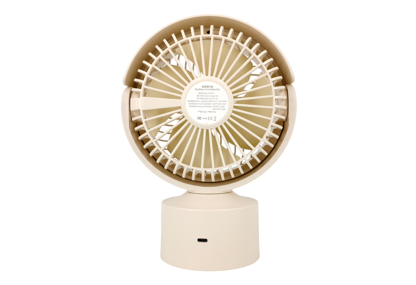 3D Air Circulation Table Fan with 110° Oscillation, 4000mAh Rechargeable Battery, 3 Speeds, 4H Timer & Aromatherapy Function – USB‑C Portable Air Circulator