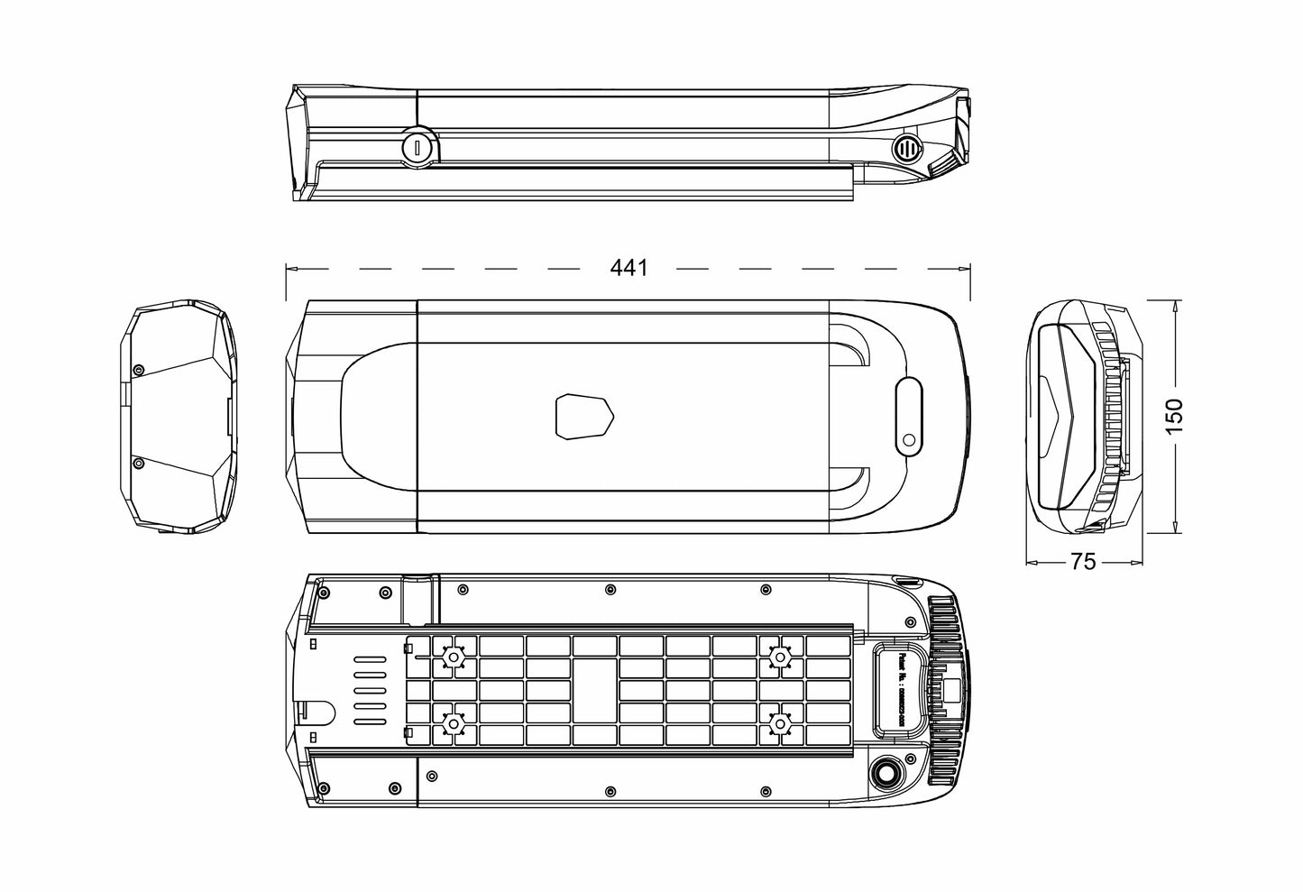 Batterie Li-Ion 36 V - 13 Ah pour vélo électrique, compatible avec les modèles Crescent Elin/Elina, Crescent Elmo, Crescent Elwin et Crescent Elora.