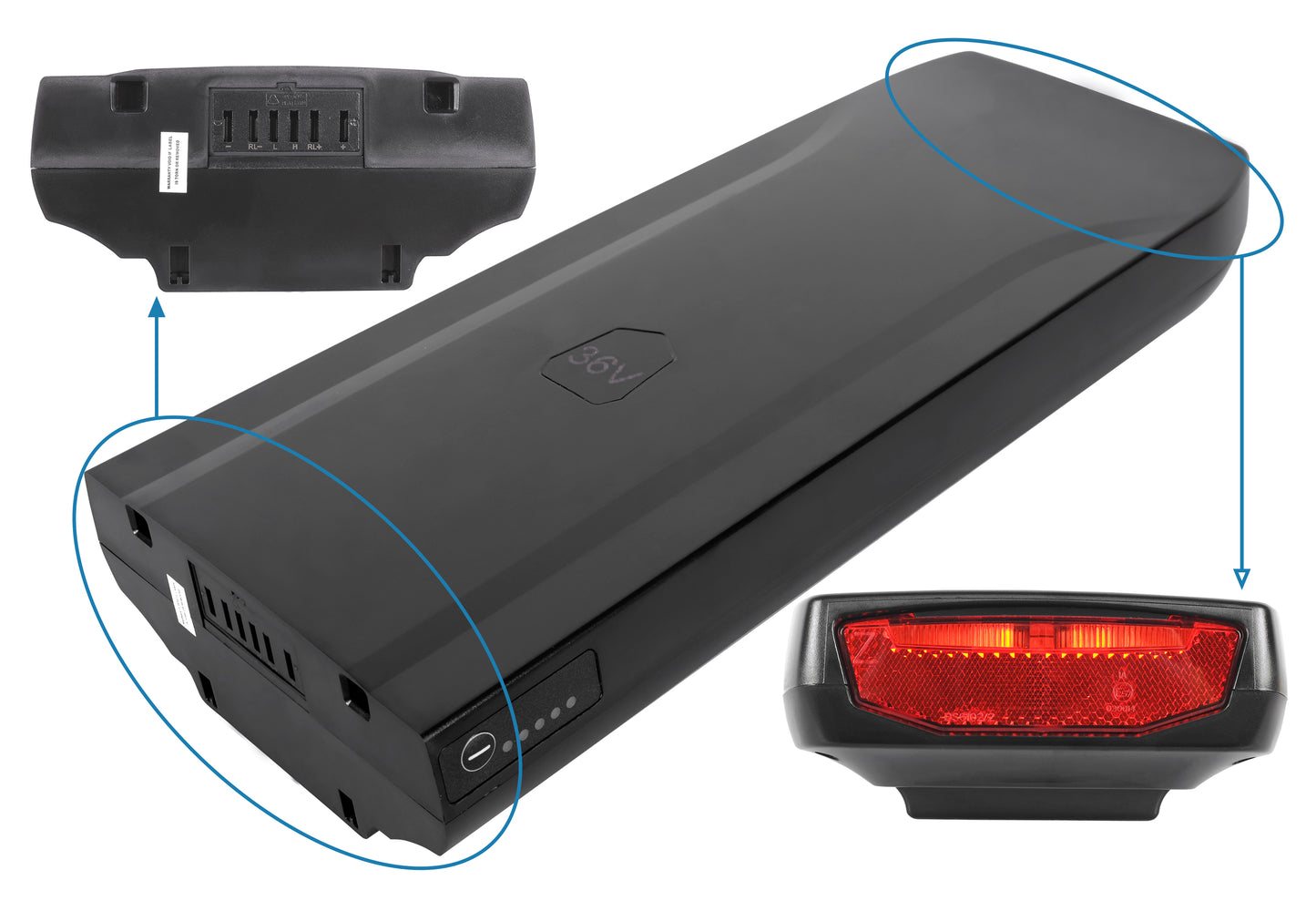 36V 13Ah/468Wh Heckträger-E-Bike-Akku & Ladegerät-Set | Smart BMS (Bafang CanBus) für Fischer, Telefunken, MTF, DHS & mehr