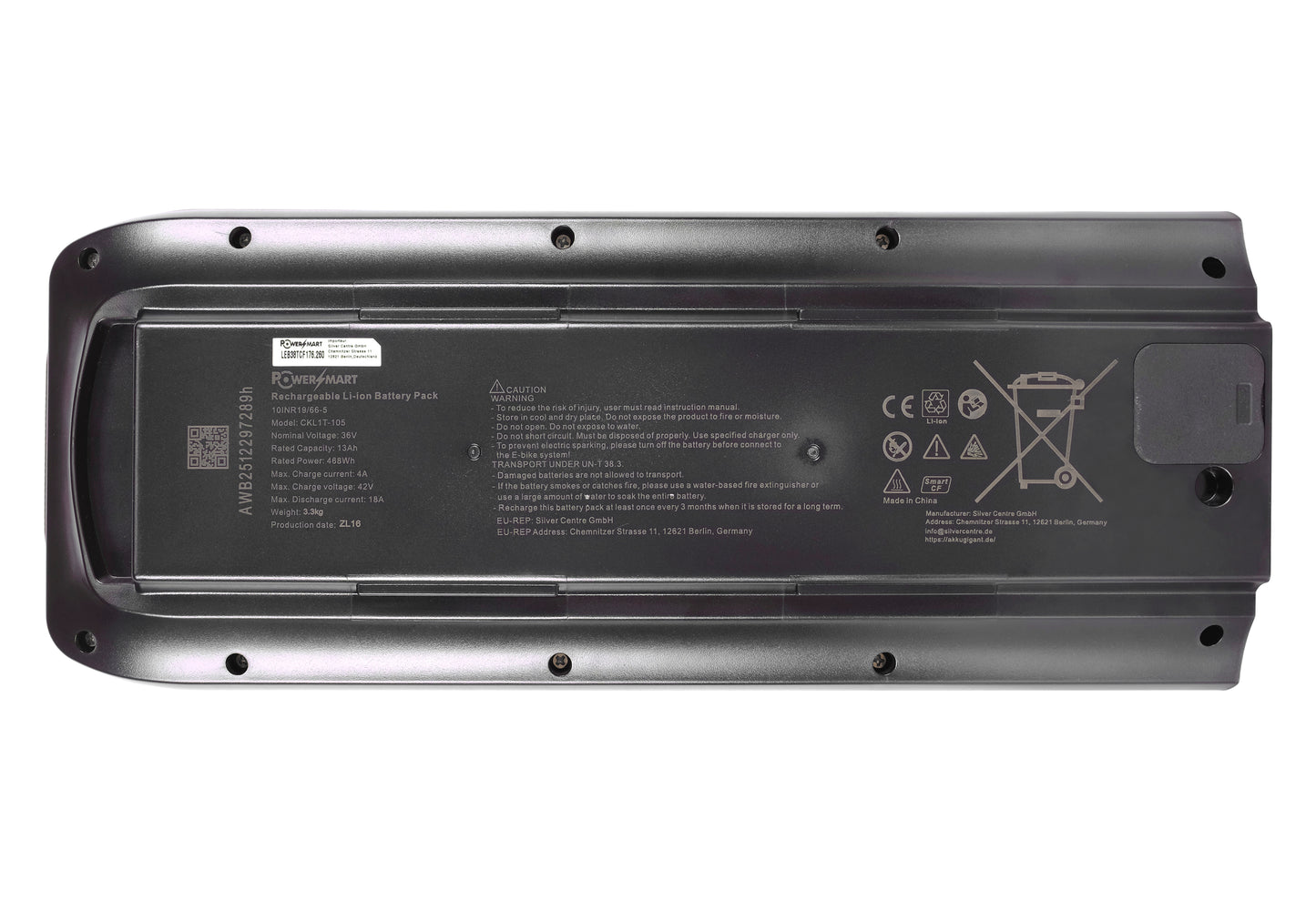 36V 13Ah/468Wh Heckträger-E-Bike-Akku & Ladegerät-Set | Smart BMS (Bafang CanBus) für Fischer, Telefunken, MTF, DHS & mehr