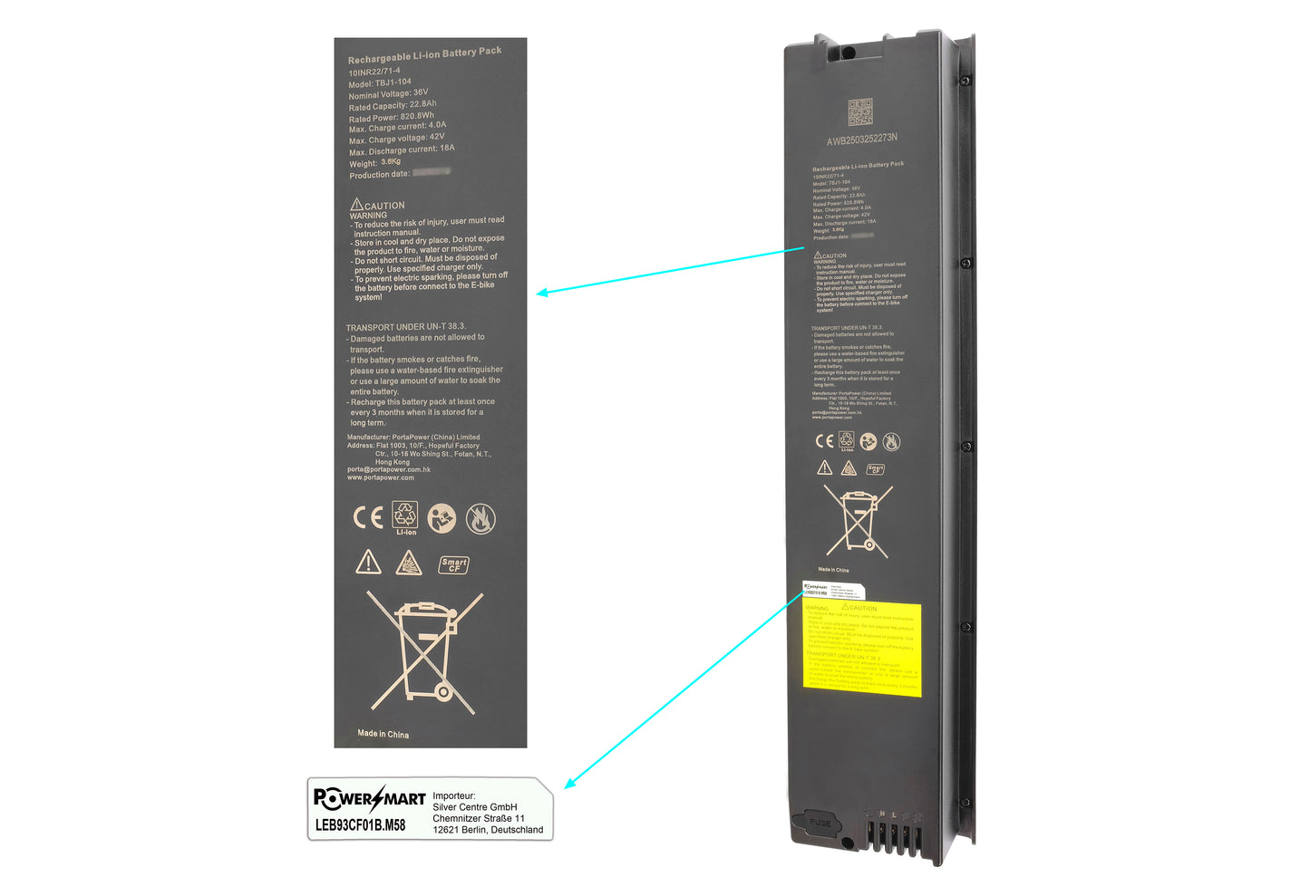 36V 20Ah Berria BRAVO HYBRID HP ELITE NX E-bike accu vervangen voor Berria BRAVO HYBRID HP ELITE NX