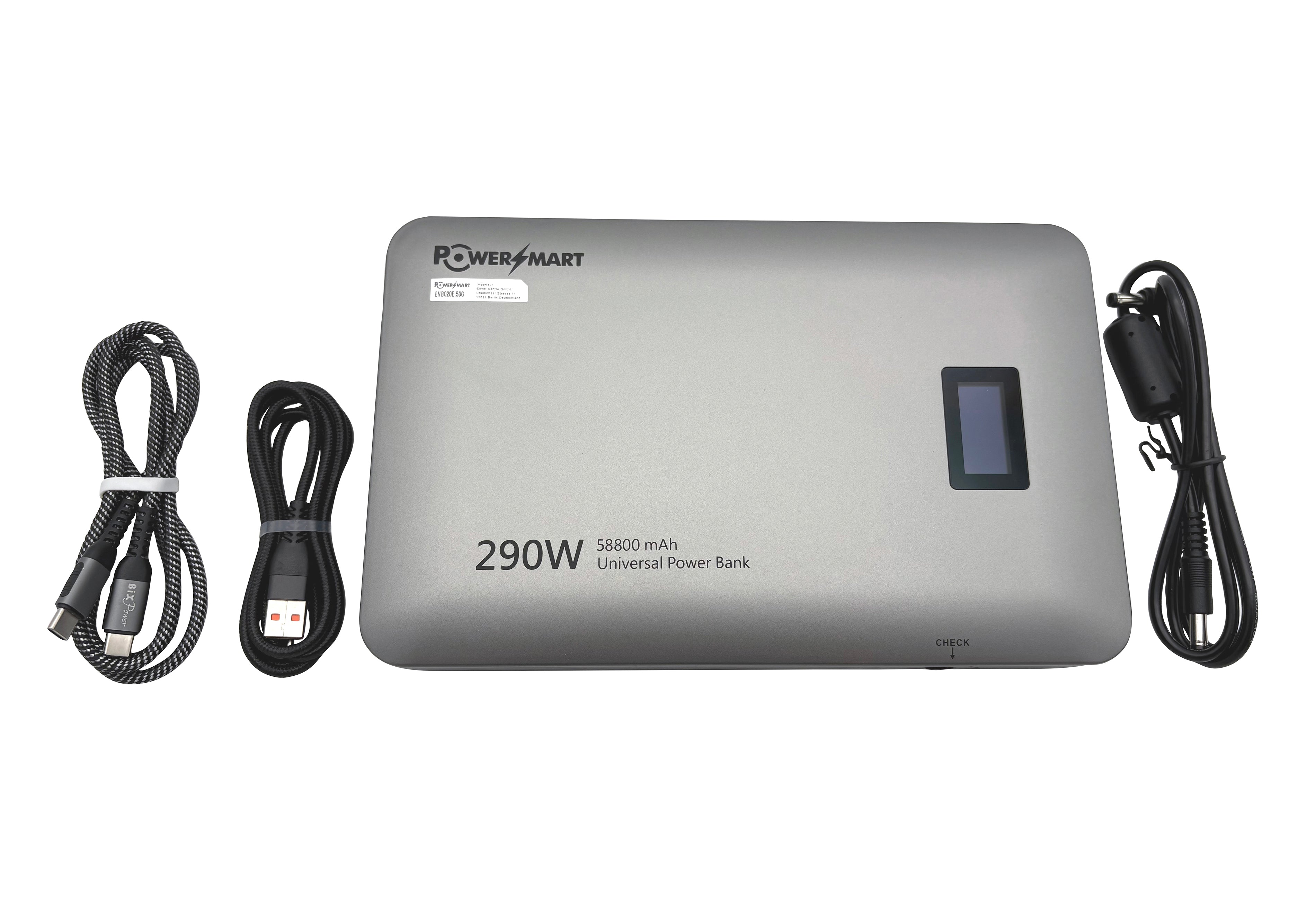 58800 mAh 213 Wh Powerbank A Max 290 W externer Akku mit Digitalanzeige USB C, DC und 1 USB-Anschluss, kompatibel mit MacBook Pro/Air, iPhone 17 Pro Max/Pro/16/15, Galaxy S24 Ultra, Dell