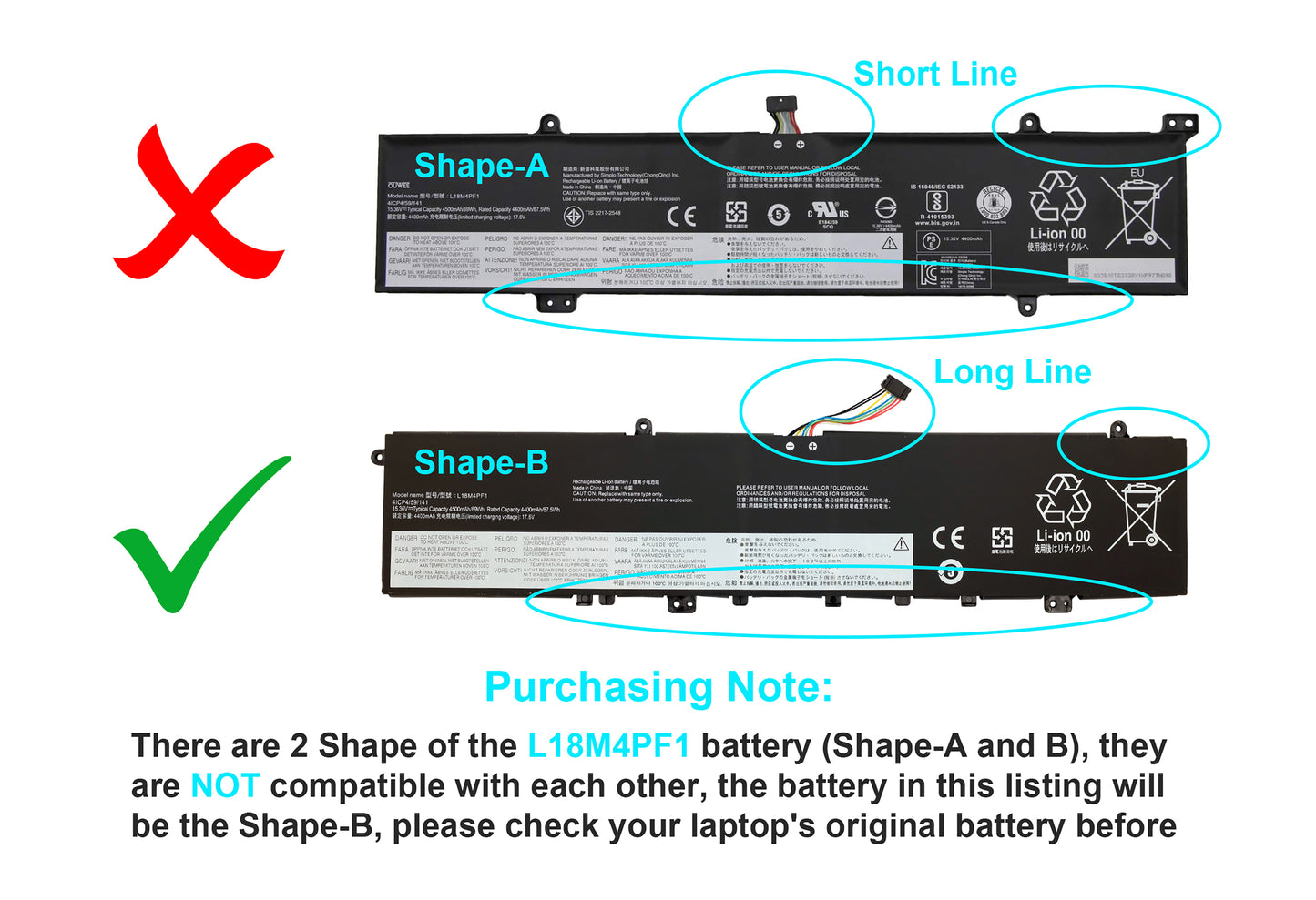 Batterie de remplacement pour ordinateur portable LENOVO IdeaPad S740-15, IdeaPad S740-15IRH, Yoga S740-15IRH4403961K6N